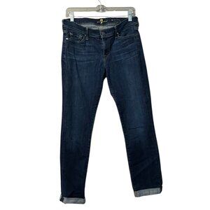 7 For All‎ Mankind Jeans Women’s 29 Blue The Skinny Crop Roll Stretch Preppy